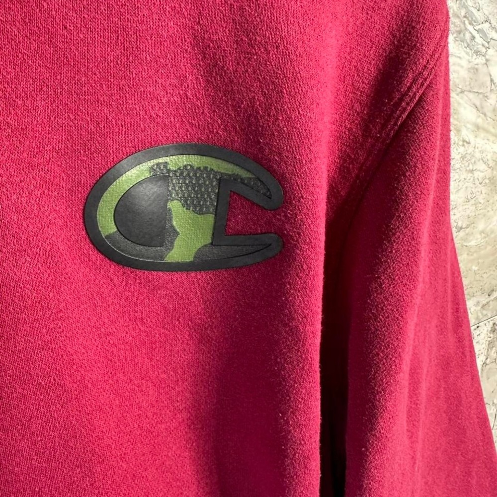 Champion Pullover Hoodie Mens Small Red Camo Fleece Sweatshirt Classic - Picture 3 of 7